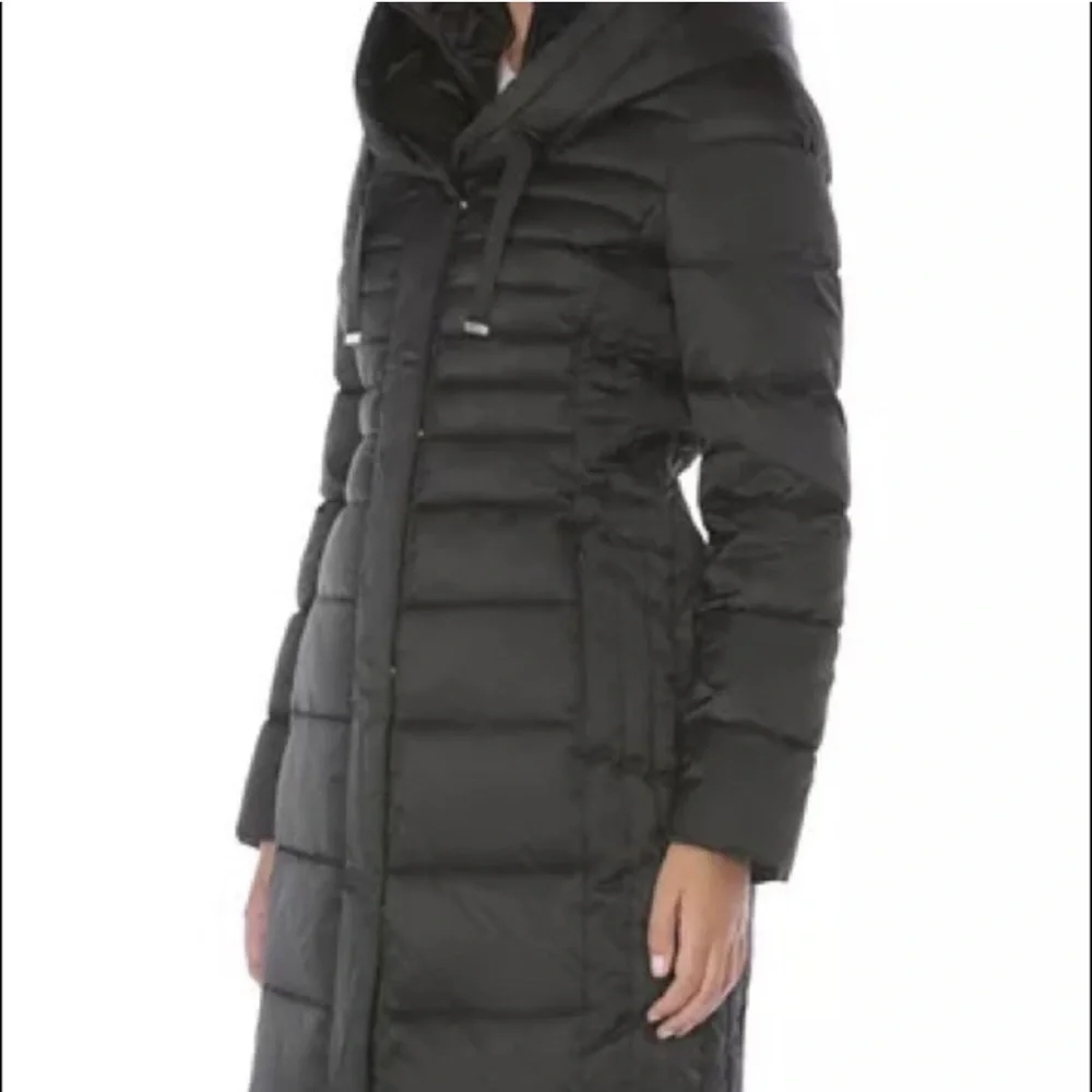 Tahari Black Mia Fitted Puffer Coat 02. - Picture 4 of 16